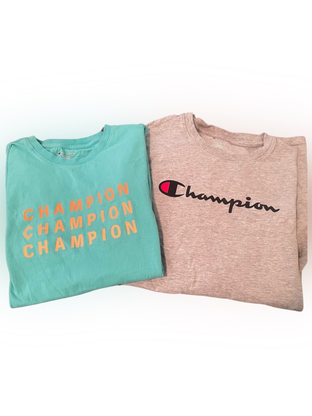 2 FOR $10 Champion Long Sleeve (Gray) & Short Sleeve (Aqua), Youth XL